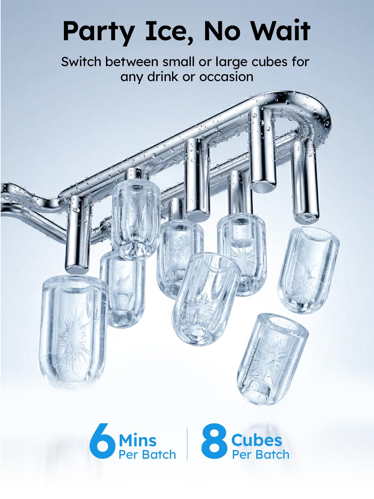 Ice Makers Countertop, 26lbs in 24Hrs, 8 Ice Cubes Ready in 6 Mins, Self-Cleaning Portable Ice Machine with Handle, Countertop Ice Maker with Basket and Scoop for Home/Kitchen/Camping/RV - 4