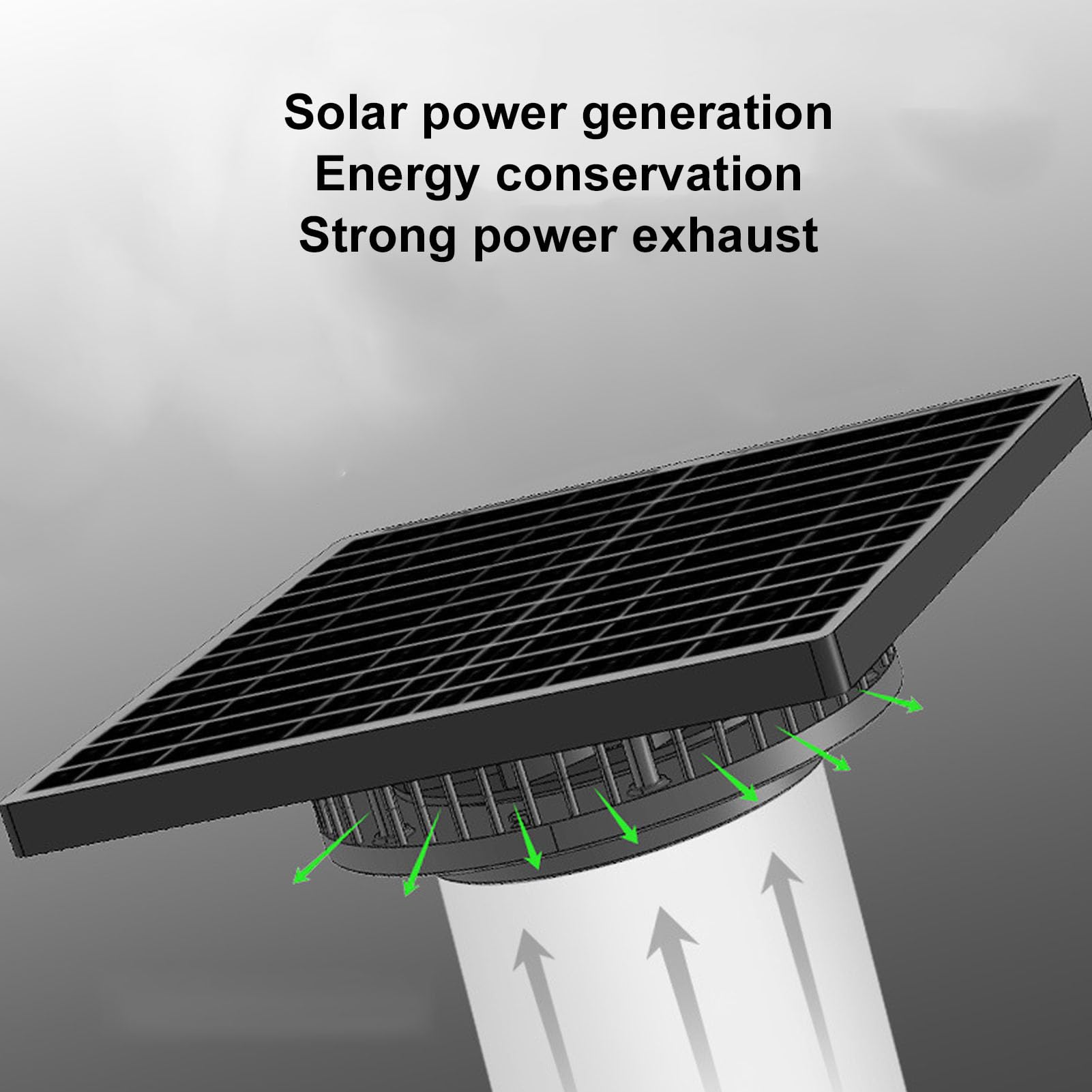 Ventilatore solare tetto Motore brushless ad alta efficienza IP68 a tenuta stagna Pannello solare 15 W 430 CFM Flusso d'aria per soffitte Magazzini Fabbriche Sunrooms