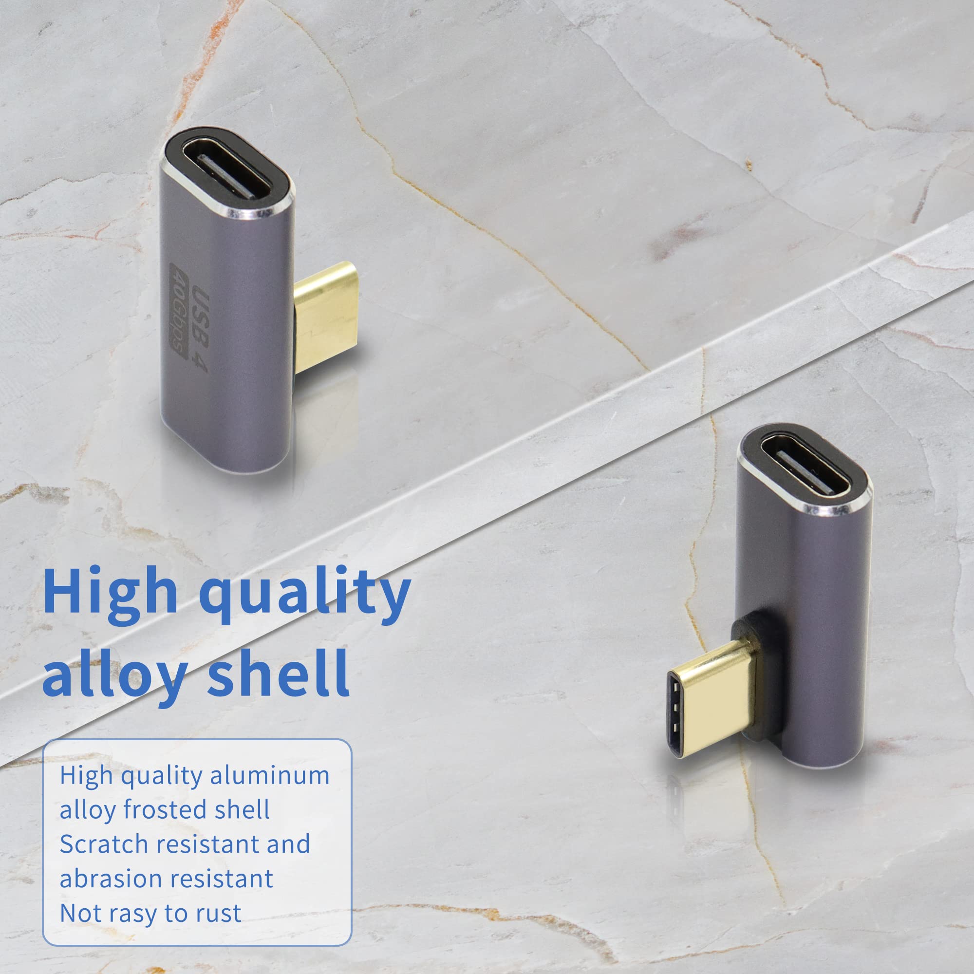 Adaptateur USB-C 90° – 40Gbps, Charge 100W, Vidéo 8K – 2 Pièces Pour Câbles En Angle Droit
