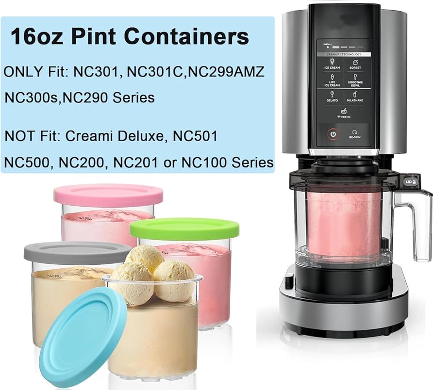 Amazon.com: Creami Pint Containers and Lids for Ninja - 4