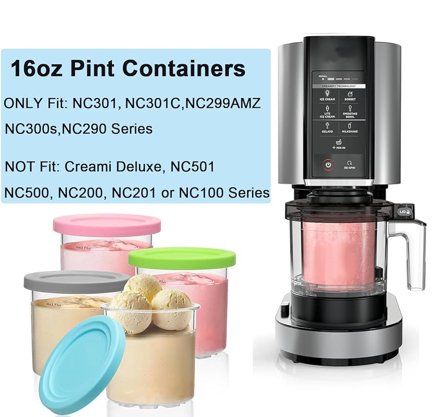 Amazon.com: Creami Pint Containers and Lids for Ninja - 4