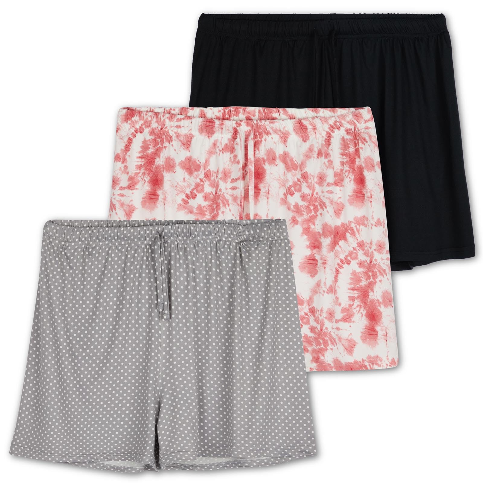 3 Pack: Women’s Ultra-Soft Comfy Stretch Pajama Lounge Shorts Elegant Sleepwear(Available in Plus Size), Set C, 3X