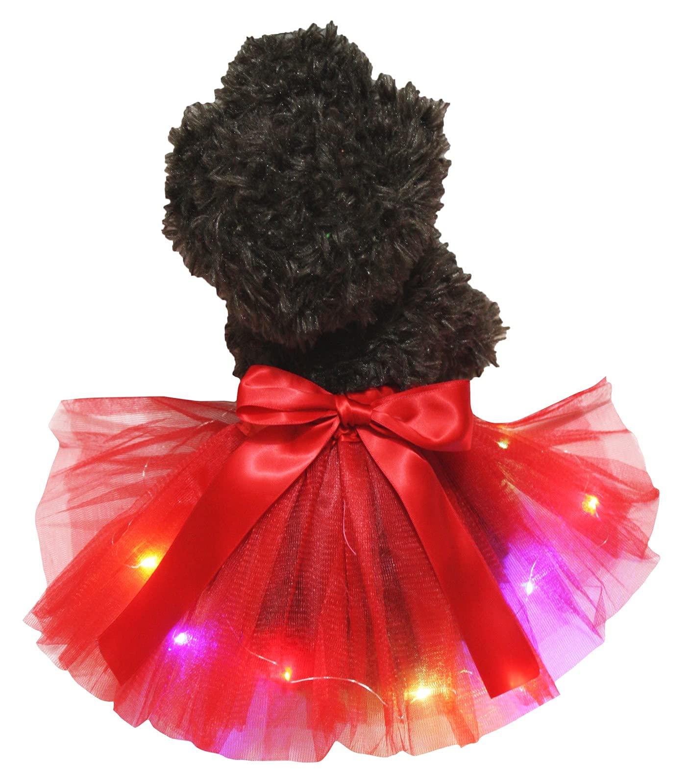 Petitebella Single Color LED Lighting Puppy Dog Tutu (Red, Small)