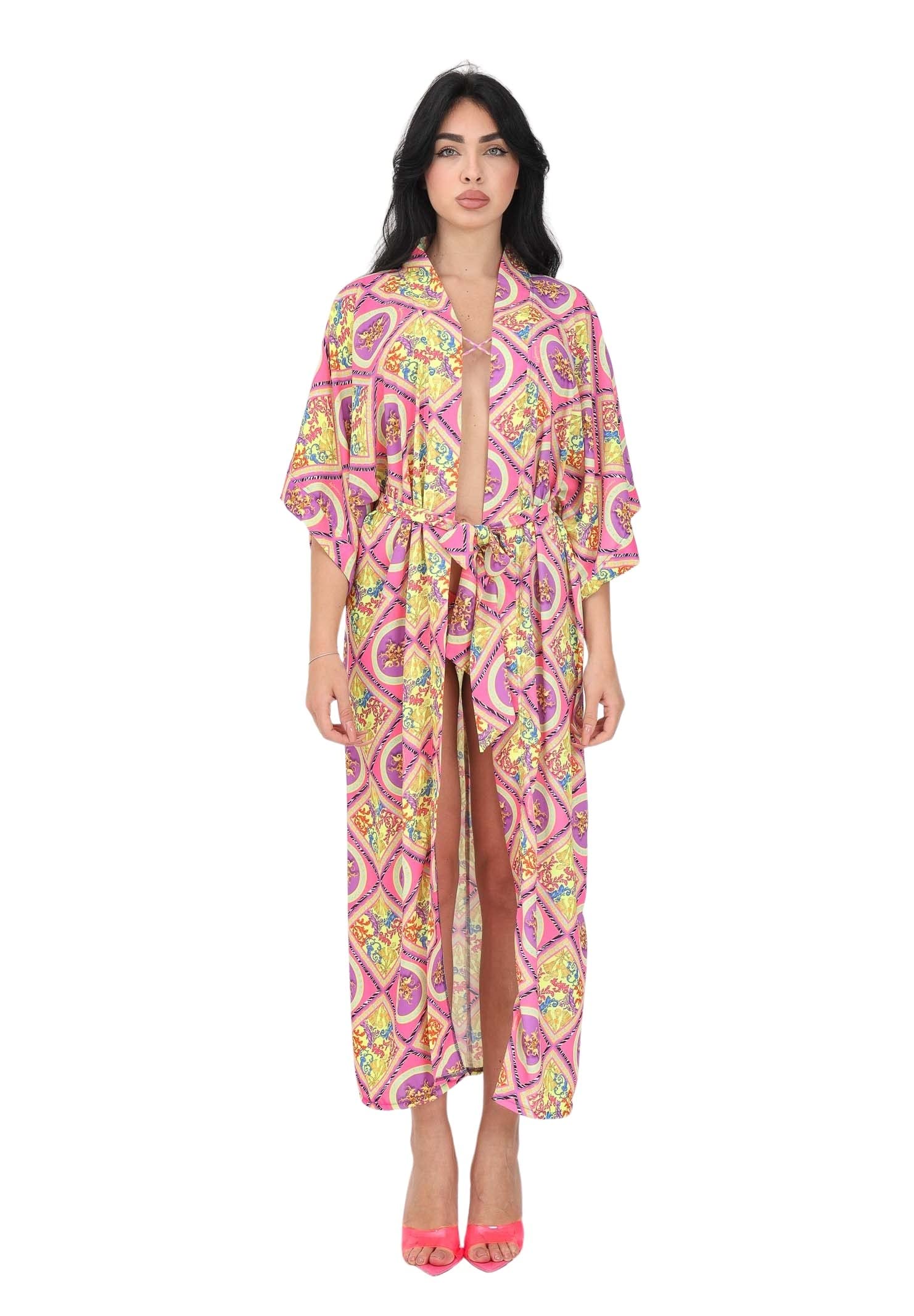 4giveness Kimono multicolore pour femme avec motif Opulent Geometric
