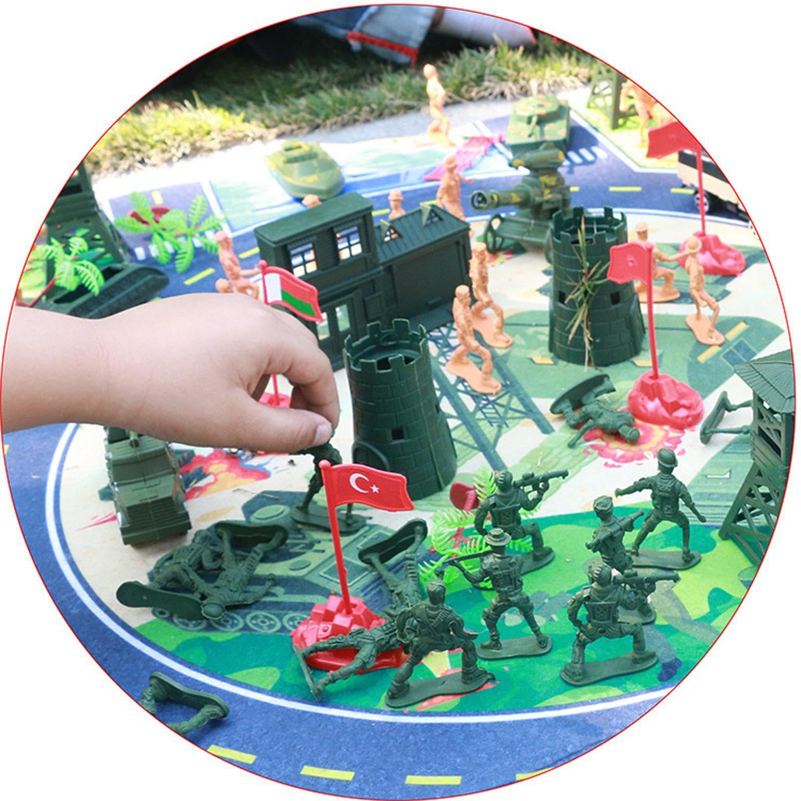Juego de Tanques, Accesorios y Figuras de Soldados para un Entretenimiento sin Fin. Incluye Tanques, Aviones, Figuras de Soldados, Juguetes de