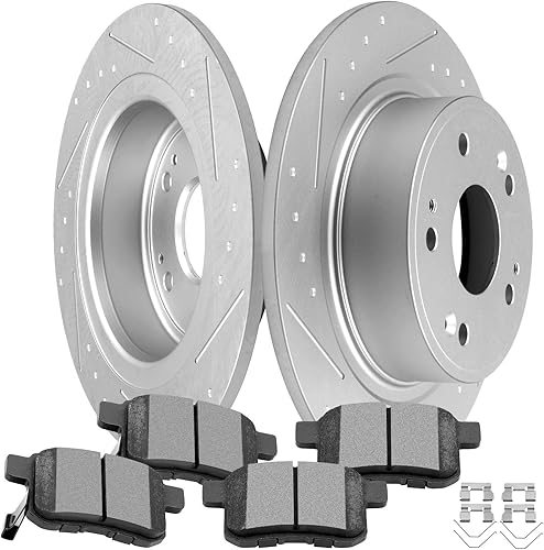 Miniatura 504 de Kits de frenos y rotores, rotores de freno SCITOO y 8 pastillas de cerámica para 08-12 para Chrysler Town & Country, 08-12 para Dodge Grand Caravan