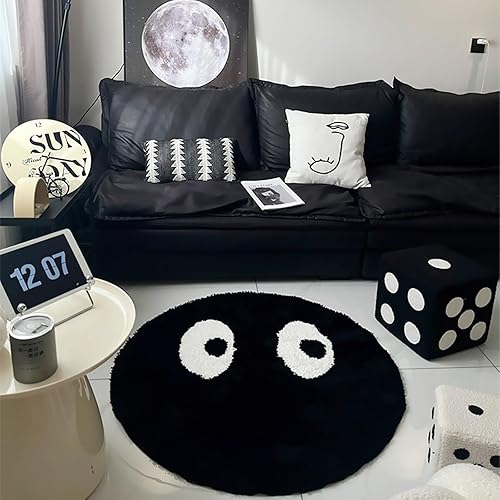 Miniatura 4 de LEVINIS Alfombra de guardería, divertida y bonita alfombra decorativa de ojos para niños, alfombra decorativa en blanco y negro para habitación de