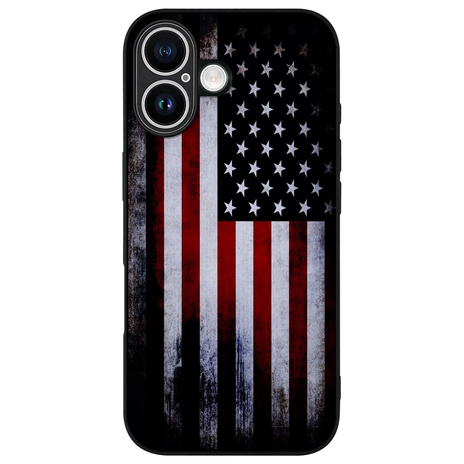 QGX Compatible with iPhone 16 Case American Flag Pattern Military-Grade Drop Protection Non-Slip Sides Anti-Scratch Back Shockproof Lightweight Slim