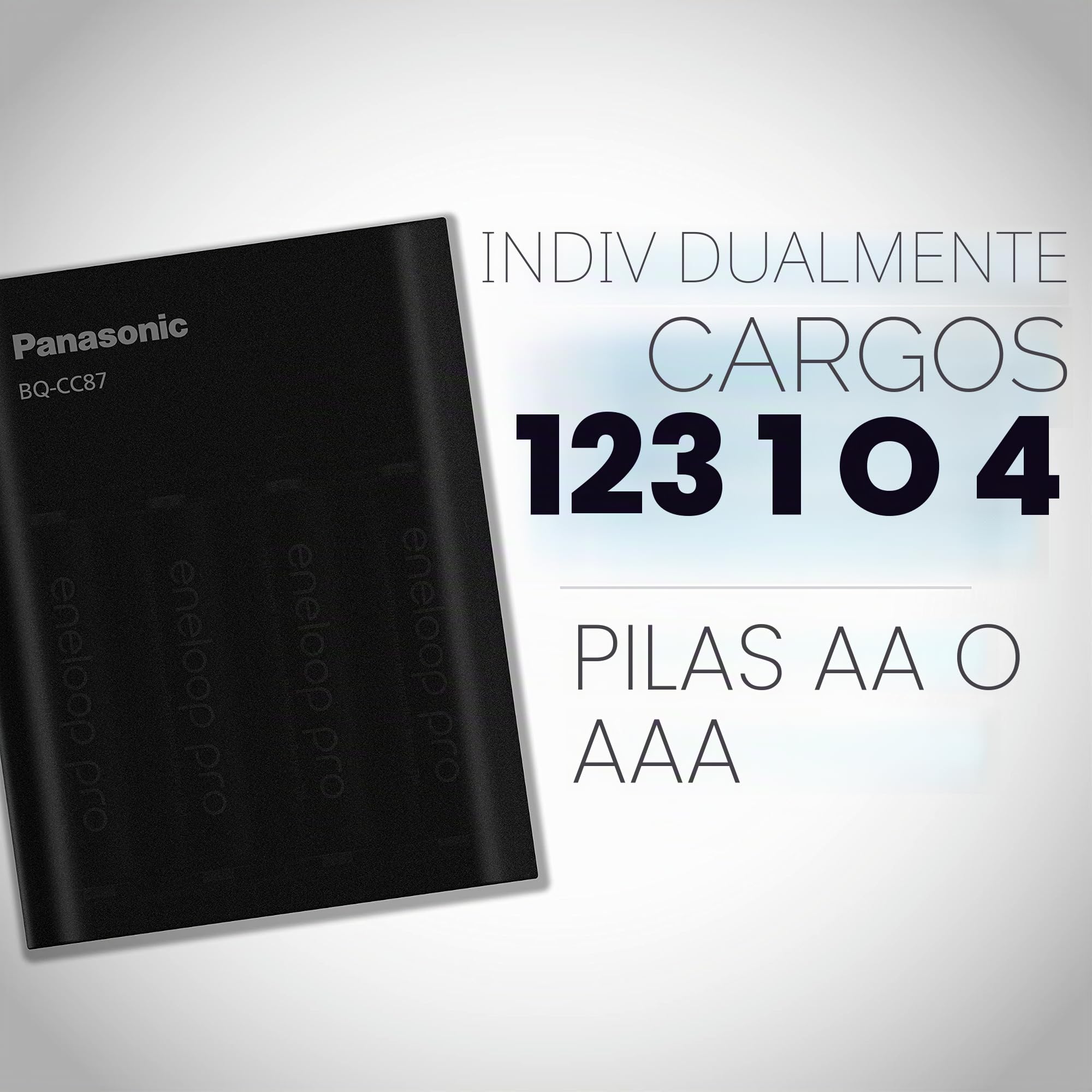 Panasonic BQ-CC87AKBBA eneloop pro Advanced Cargador de batería individual con tecnología de carga portátil, negro