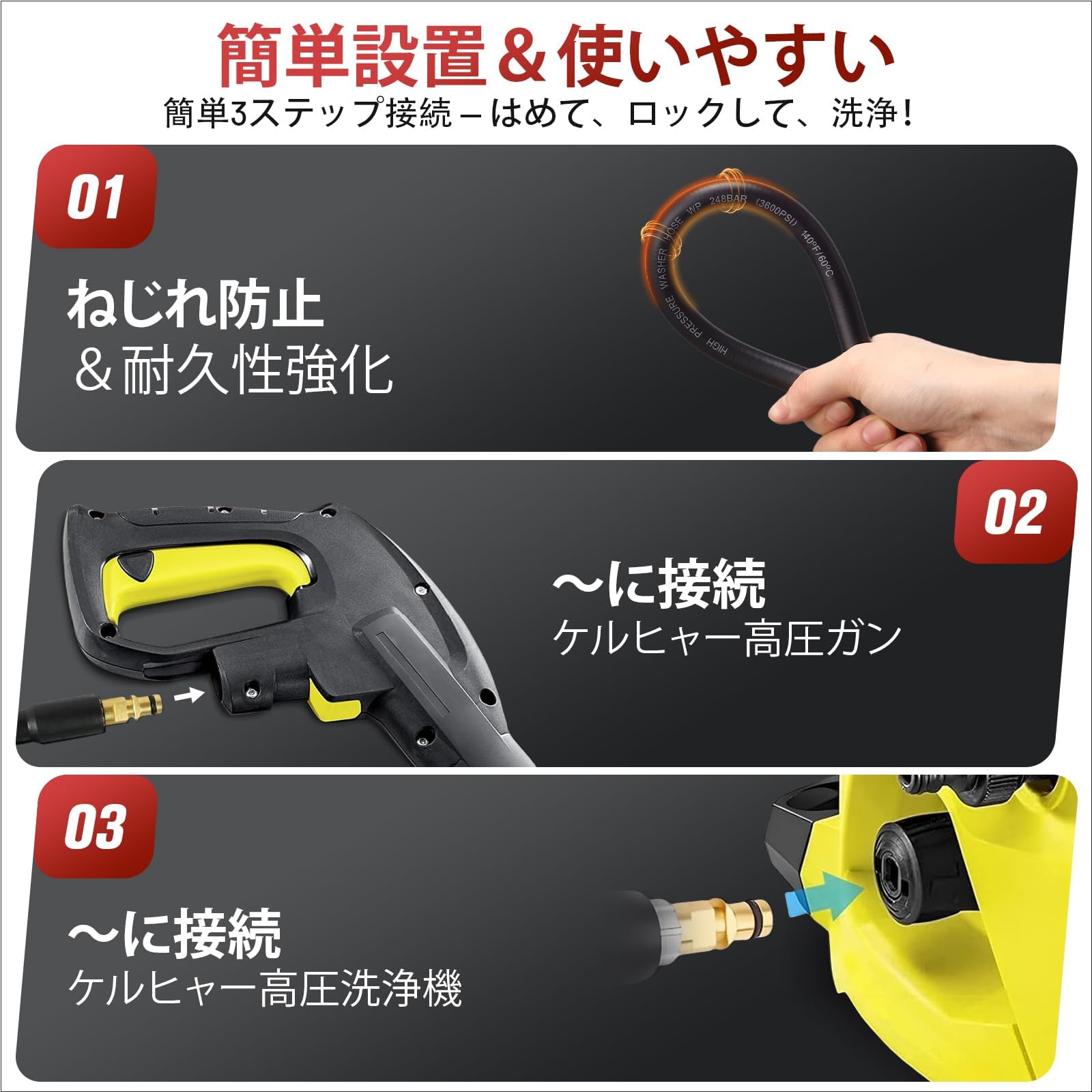 ケルヒャー用 高圧洗浄機ホース 10m 柔らかい 高圧洗浄機 Kシリーズ K2w Amazon.co.jp: 【純正10m】高圧洗浄機用ホース Karcher K2/K3/K4/K5/K6