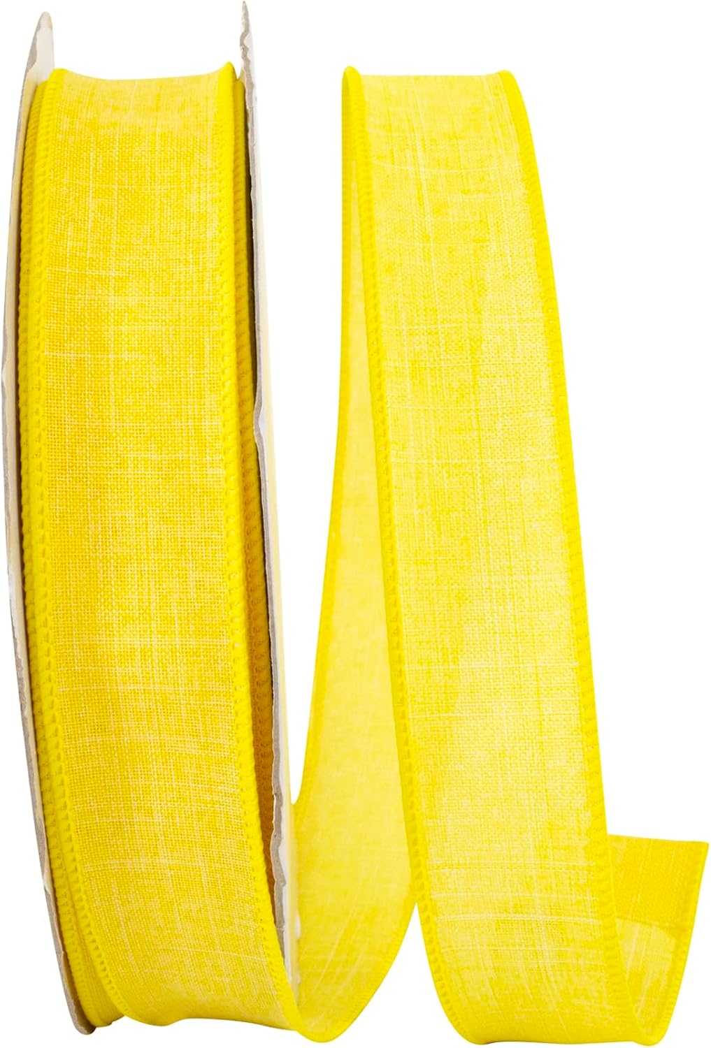 Reliant Ribbon 92573W-079-09K Everyday Linen Value Wired Edge Ribbon, 1-1/2 Inch X 50 Yards, Yellow