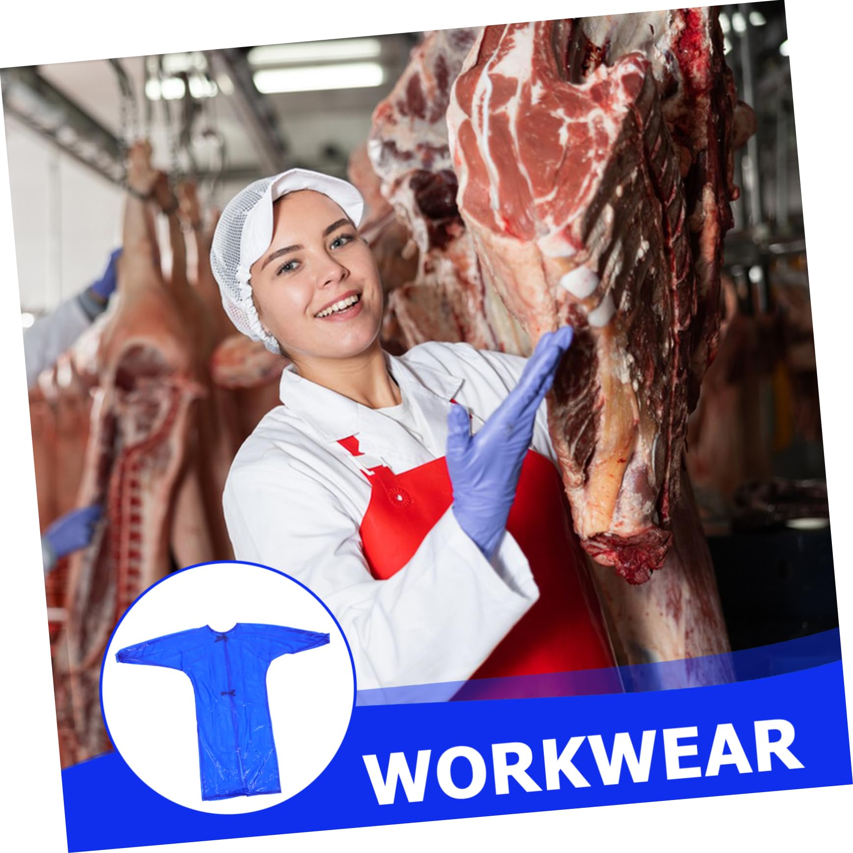 NUOBESTY Langarmbluse Laborkittel Wasserdichte Schürzen Geschirrspülschürze Wasserdicht Schürzen Masse Küchenschürzenärmel Laborjacke Bulk-schürzen Blue Pvc