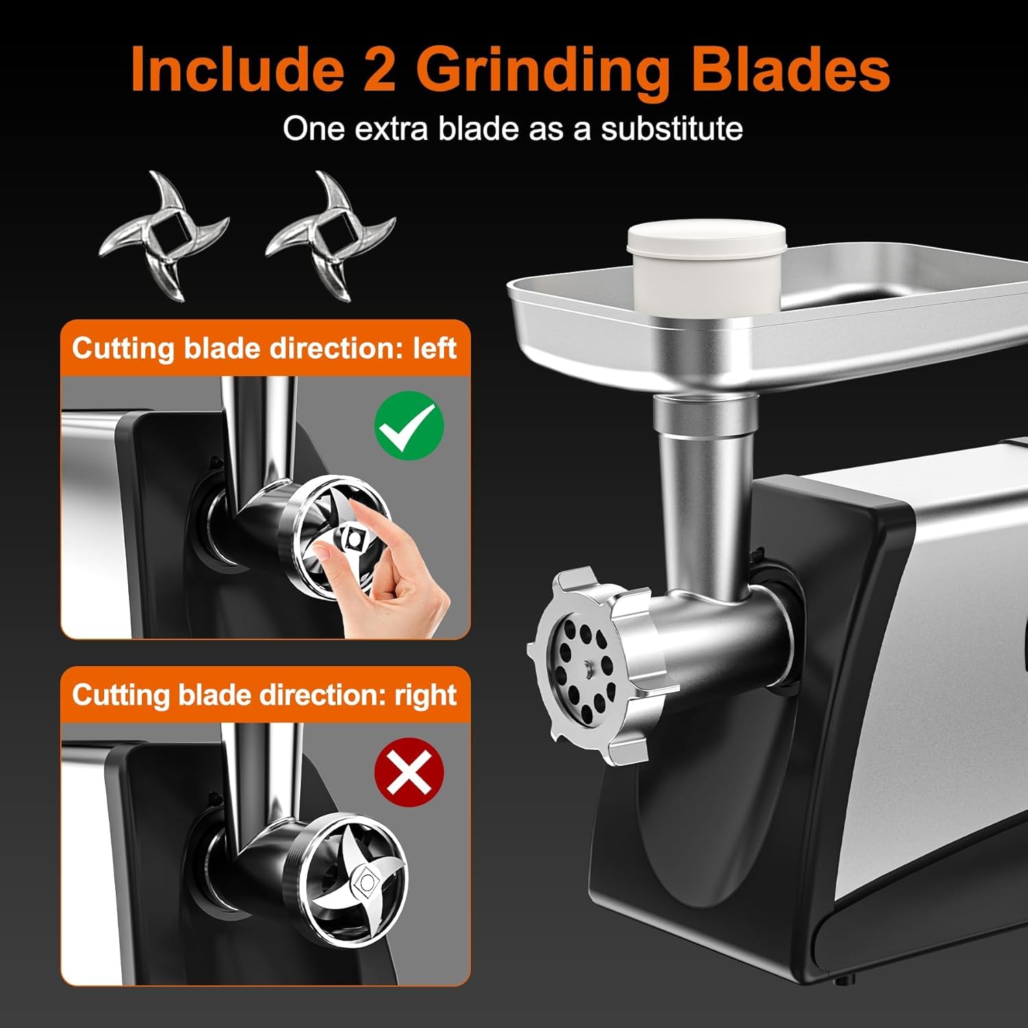 Commercial Meat Grinder Mincer, 3500W ETL Heavy Duty Sausage Stuffer with Reverse, 3 Plates & 2 Blades, Sausage Tubes Set, for Catering Restaurant Butcher Shop, Perfect for Iftar