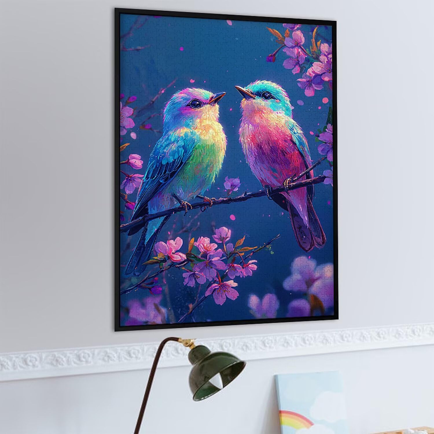 Puzzle dla dorosłych 1000 elementów kwiatów i ptaków, 1000 sztuk puzzli dla dorosłych, gra edukacyjna, 76 x 50 cm, odpowiednie do dekompresji i dekoracji ścian pokoju, prezenty j-408