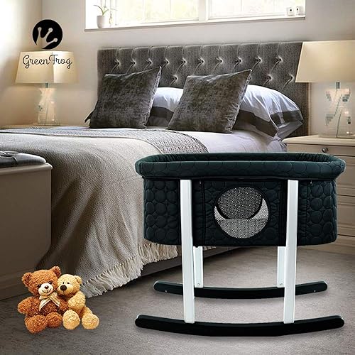 Miniatura 6 de Cuna  Mecedora suave  Ventanas de malla  Colchón seguro para bebés  Ruedas ocultas para un fácil movimiento  Lavable  Ligero y portátil (negro)