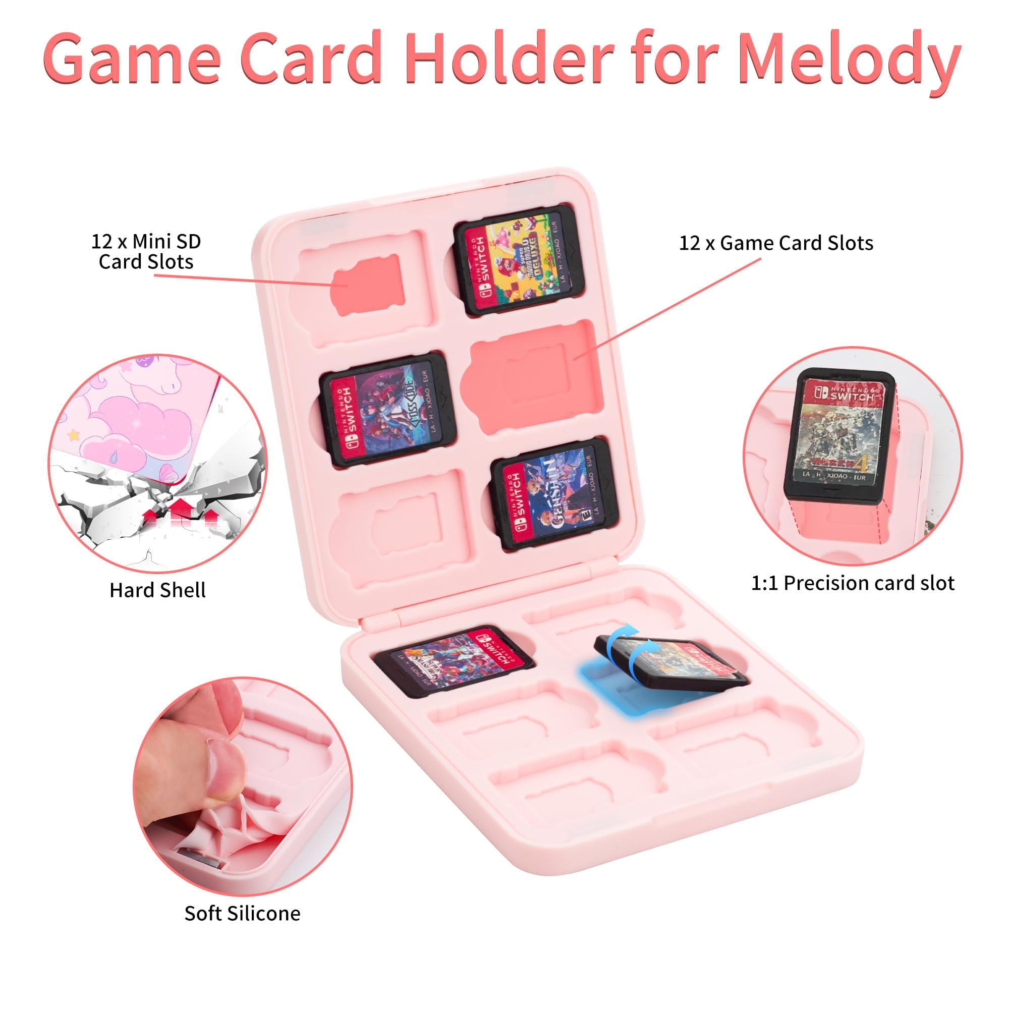 GLDRAM Borsa a tracolla compatibile con Nintendo Switch 2/NS/OLED/Lite, graziosa custodia portatile da viaggio per il trasporto con unicorno, kit di accessori per borsa a tracolla con custodia per