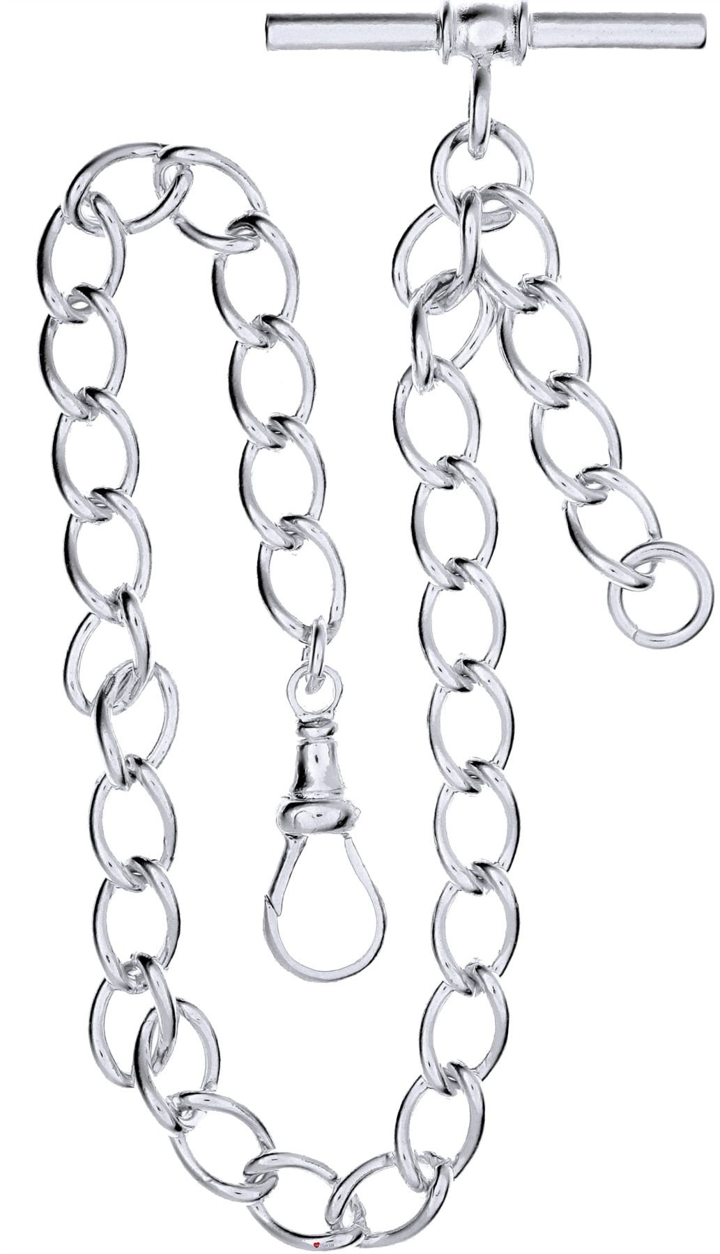 I LUV LTD Single Albert Chain for Pocket Watch - Large Link Sterling Silver - Gents Gift