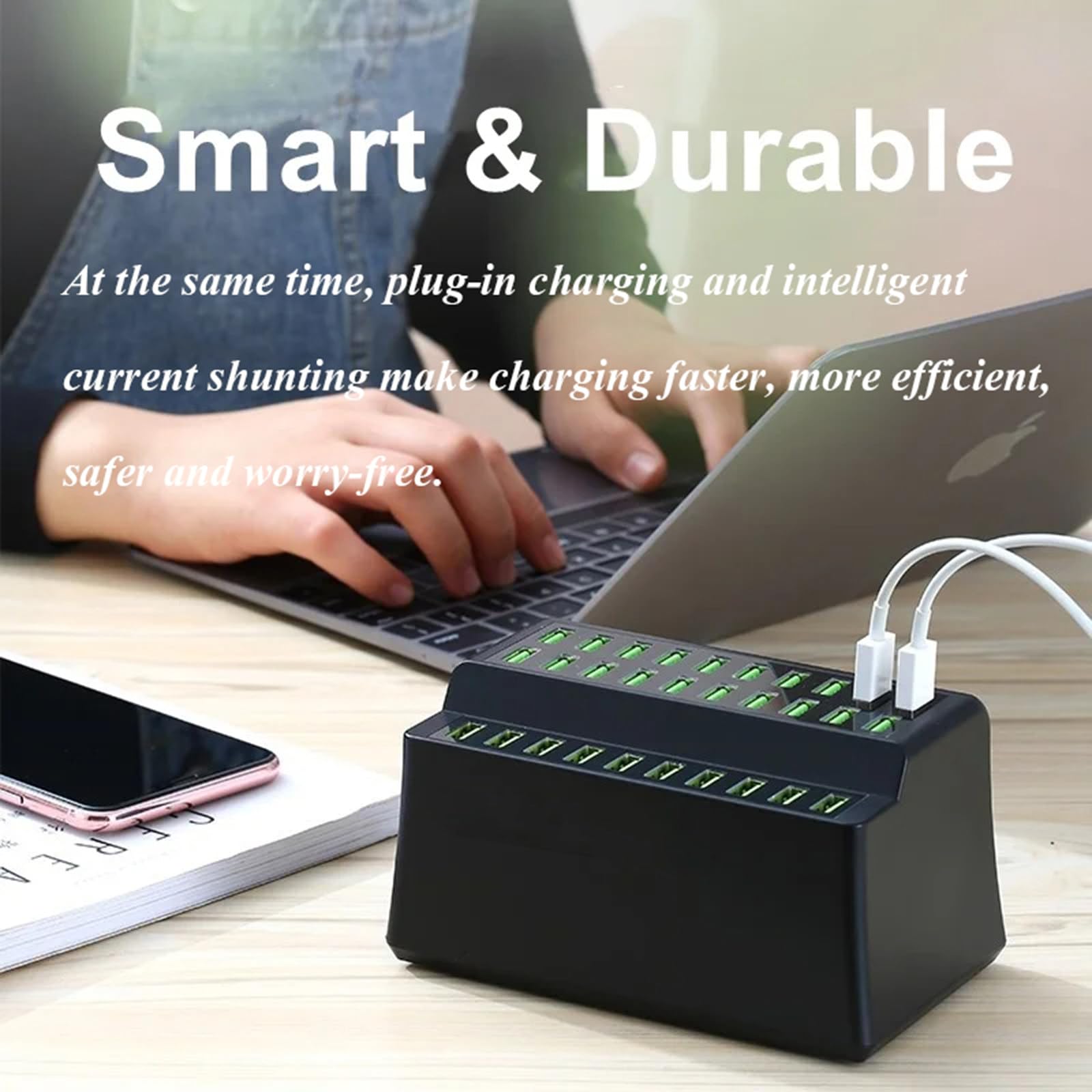 Caricabatterie multiplo USB da 180 W, stazione di ricarica USB 60 multiporta compatibile con IOS Android, per telefoni cellulari, computer