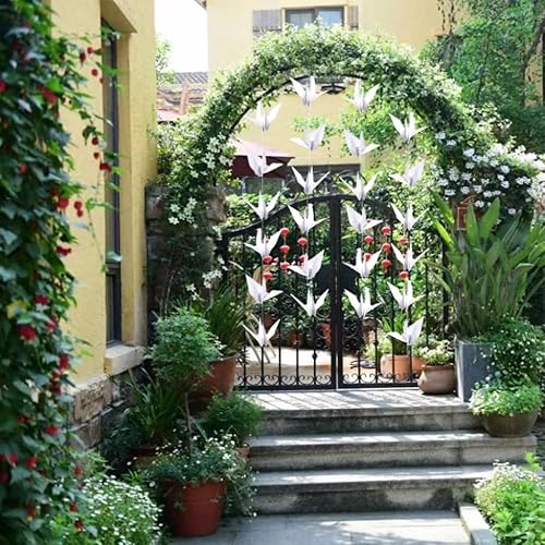 Miniatura 3 de Guirnaldas colgantes grandes de papel de origami blanco (5.3 pies x 4 cuerdas), plegadas hechas a mano, serpentinas de pájaros de origami para