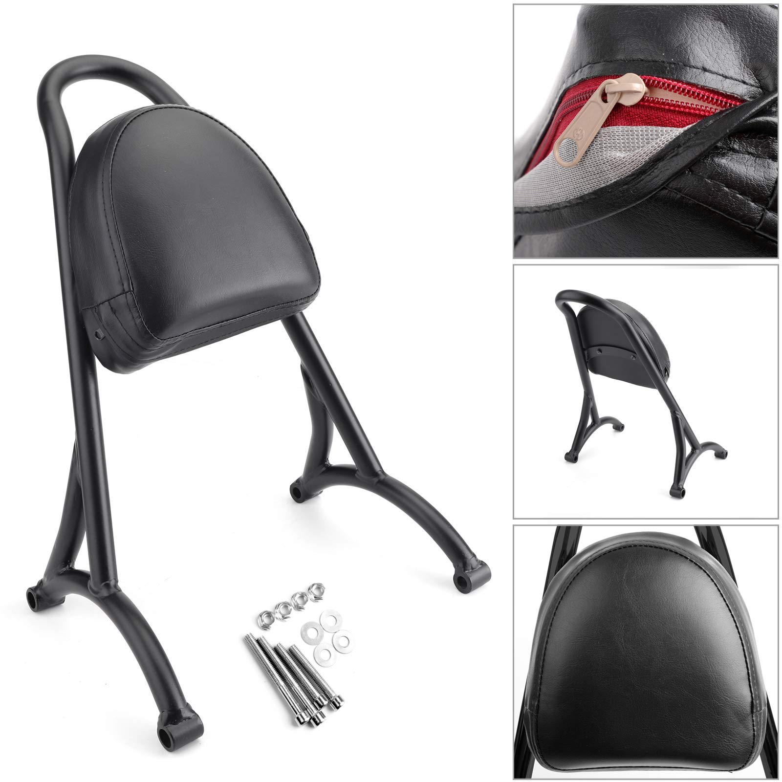 Topteng Sissy Bar de Moto, Dossier de Sissy Bar de Passager arrière avec Coussin adapté pour Sportster Iron Nightster 883 1200 XL, Noir
