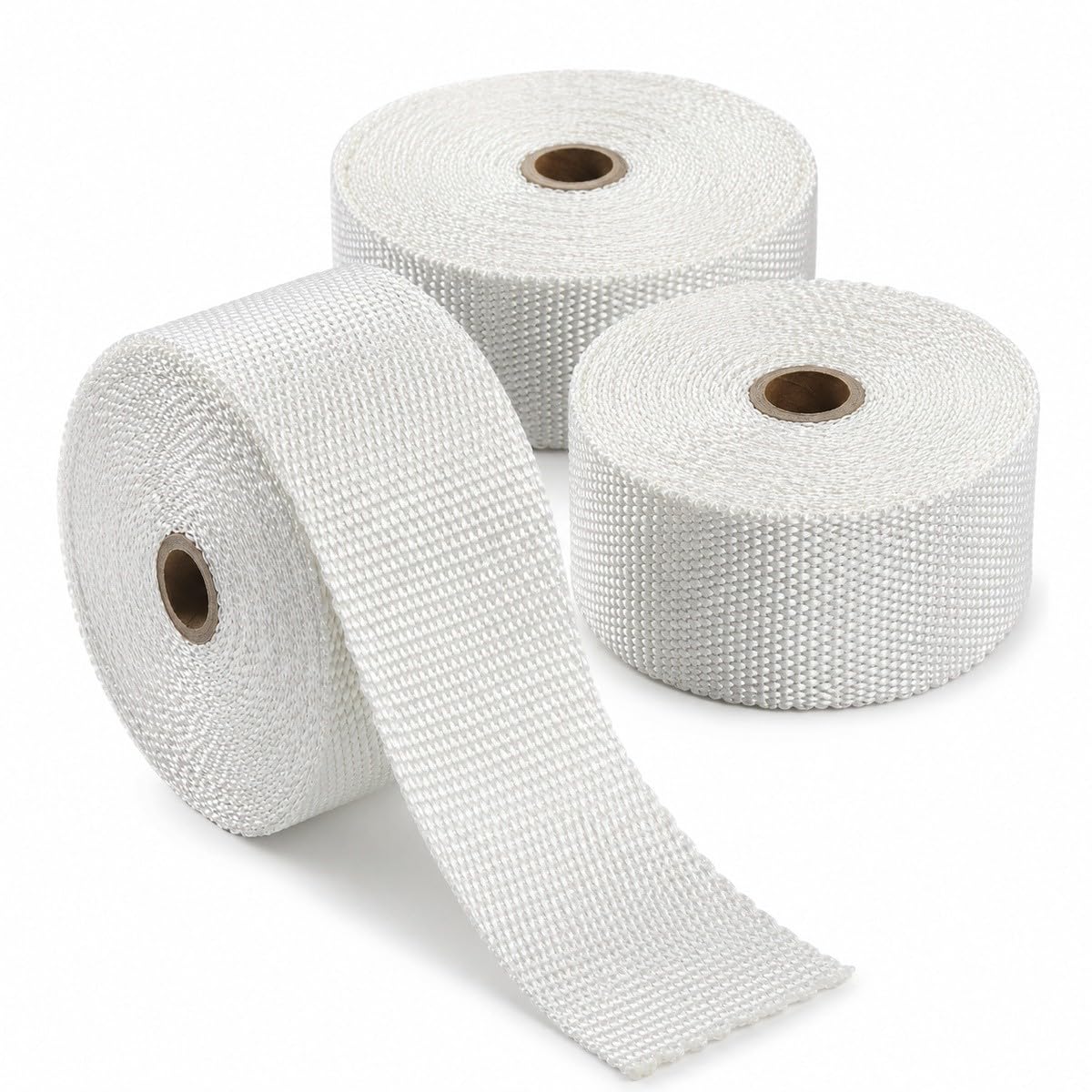 Fascia Termica Scarico, 3 Rotoli, 5 cm x 15 m, Bianca | Fascia tessuta per collettori e tubi di scarico, con 45 m di lunghezza totale distribuiti su tre rotoli separati