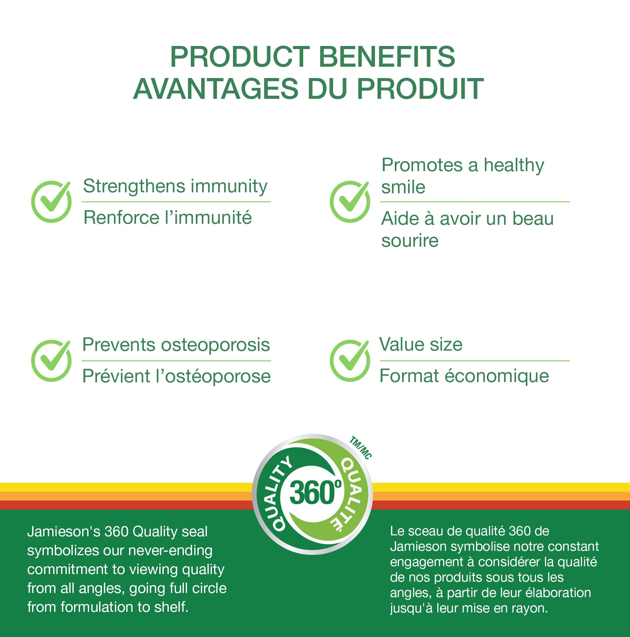 Jamieson Vitamin D3 1,000 IU Tablets, Supports Immune Health, Strong Bones, and Teeth, Enhances Calcium and Phosphorus Absorption. Vegetarian, Non-GMO, Gluten-Free, One Per Day, 500 Count, Proudly Canadian - 4