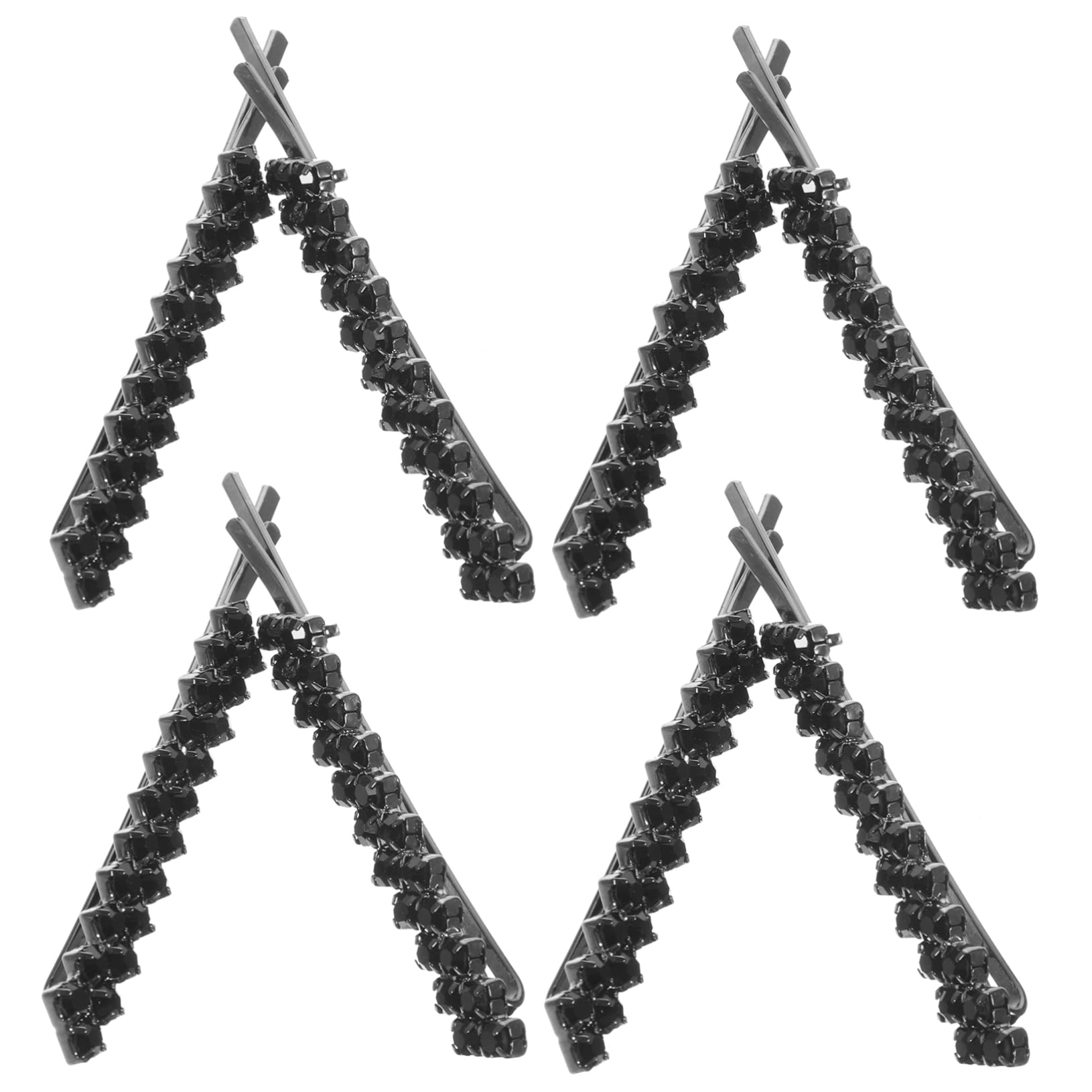 FOMIYES 5 Sets Seitliche Haarspangen Mit Strasssteinen Für Frauen Metall-haarspangen Schwarz Glitzernd Bobby 8 Stück * 5