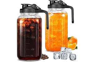 Black 2 Pack 64 OZ Mason Jar with Pour Spout Lid 2 Quart Jar
