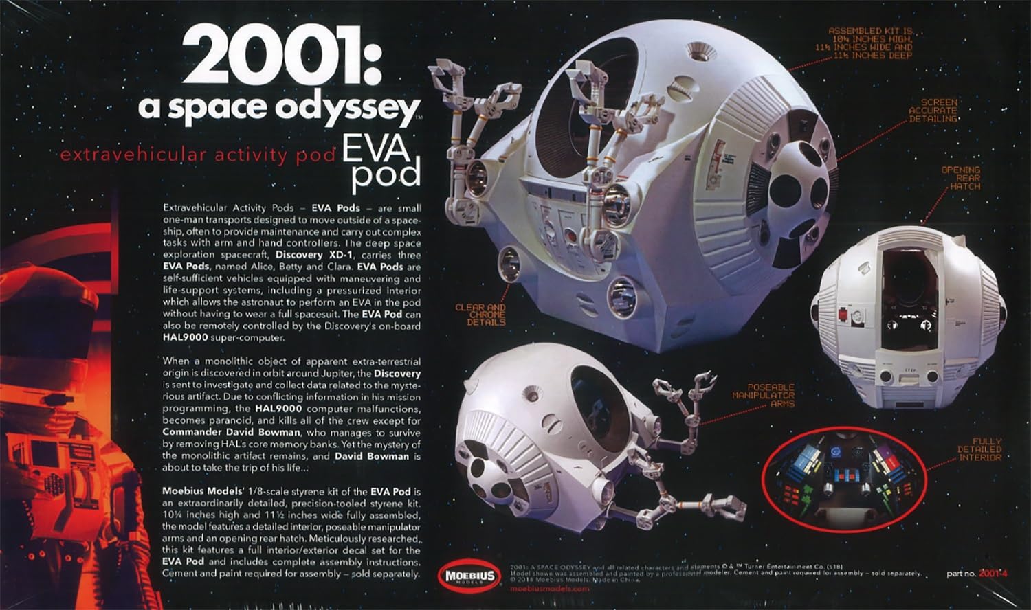 Platz MOE2001-4 MOE2001-4 Moebius Model 2001 Space Pod 1/8 Scale Plastic Model