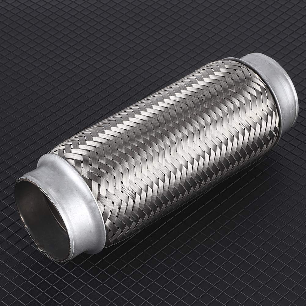 Tbest Tubo Flessibile in Acciaio Inossidabile Tubo di Riparazione Marmitta Corrugato di Alta qualità Universale per Auto Argento 51x200mm 55x200mm (55MM*200MM)