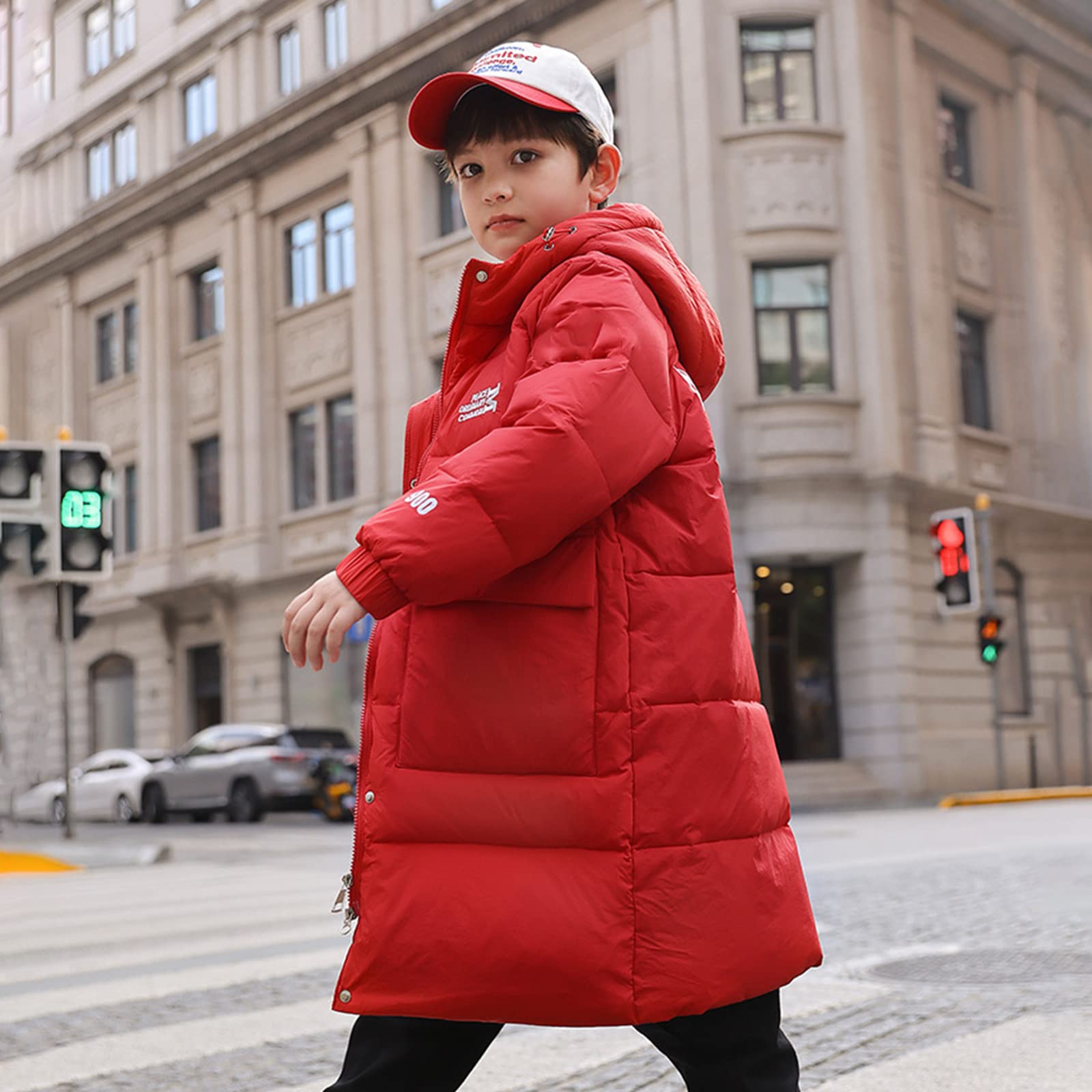 Abbigliamento per Bambini Piumino D'Anatra Bianco Ragazzi e Ragazze Vestiti Invernali Addensato Giacca Calda Anti-Freddo Antivento Grande Tasca,Green,9T(150CM)