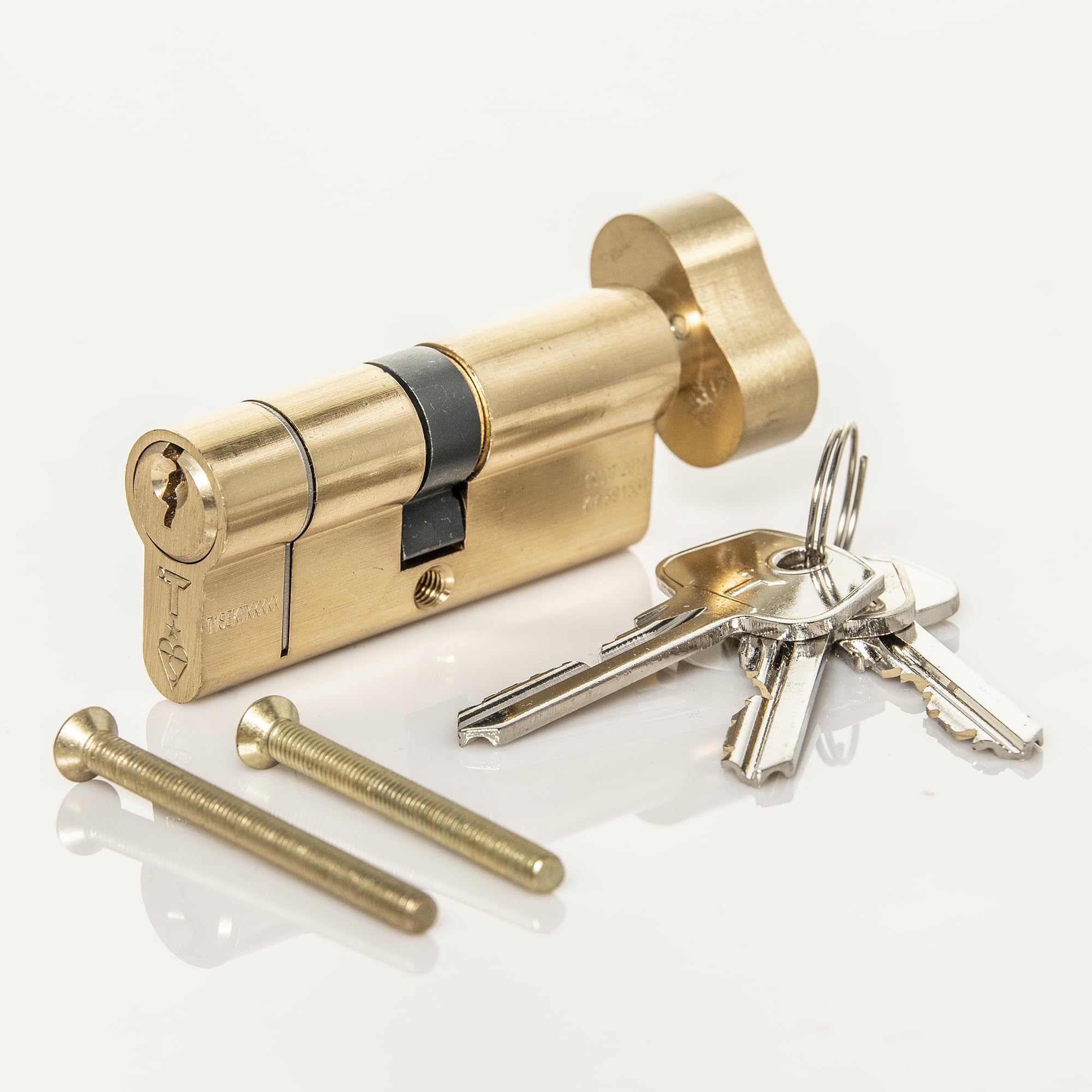 TSS Brass High Security TS007 1* Thumbturn Euro Cylinder, British Standard, Insurance Approved Supplied with 3 Keys Door Locks. Key & Turn Brass (40mm Internal x 35mm External (75mm Total))