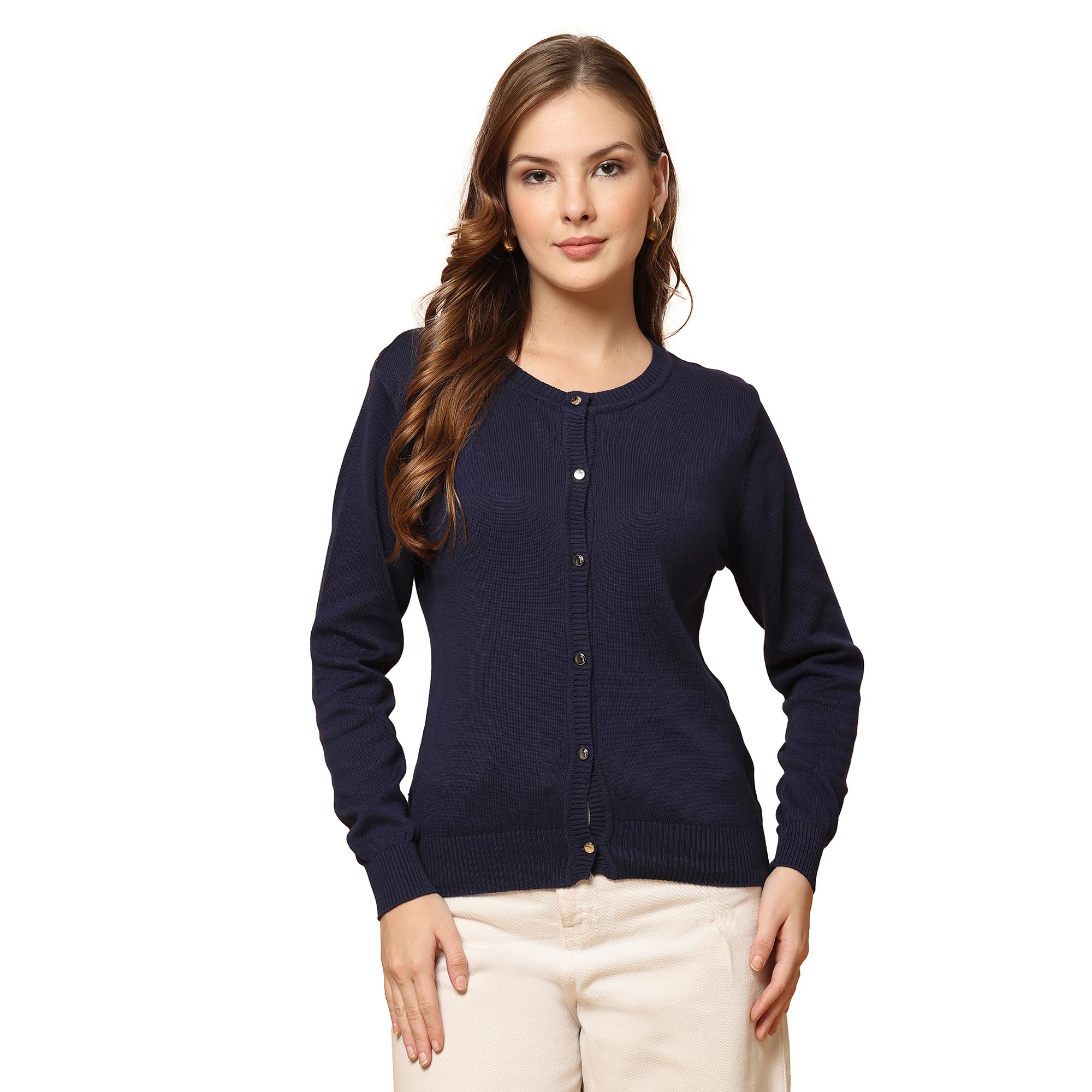 Winterwear Womens Navy Blue Round Neck Regular Sweater-image-25