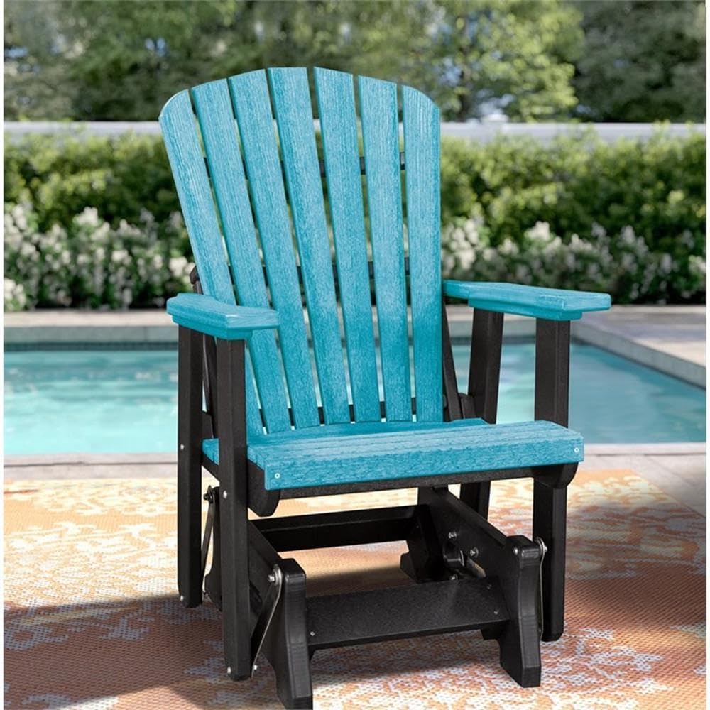 OS Home and Office Furniture 27" Resin Fan Back Glider in Aruba Blue/Black