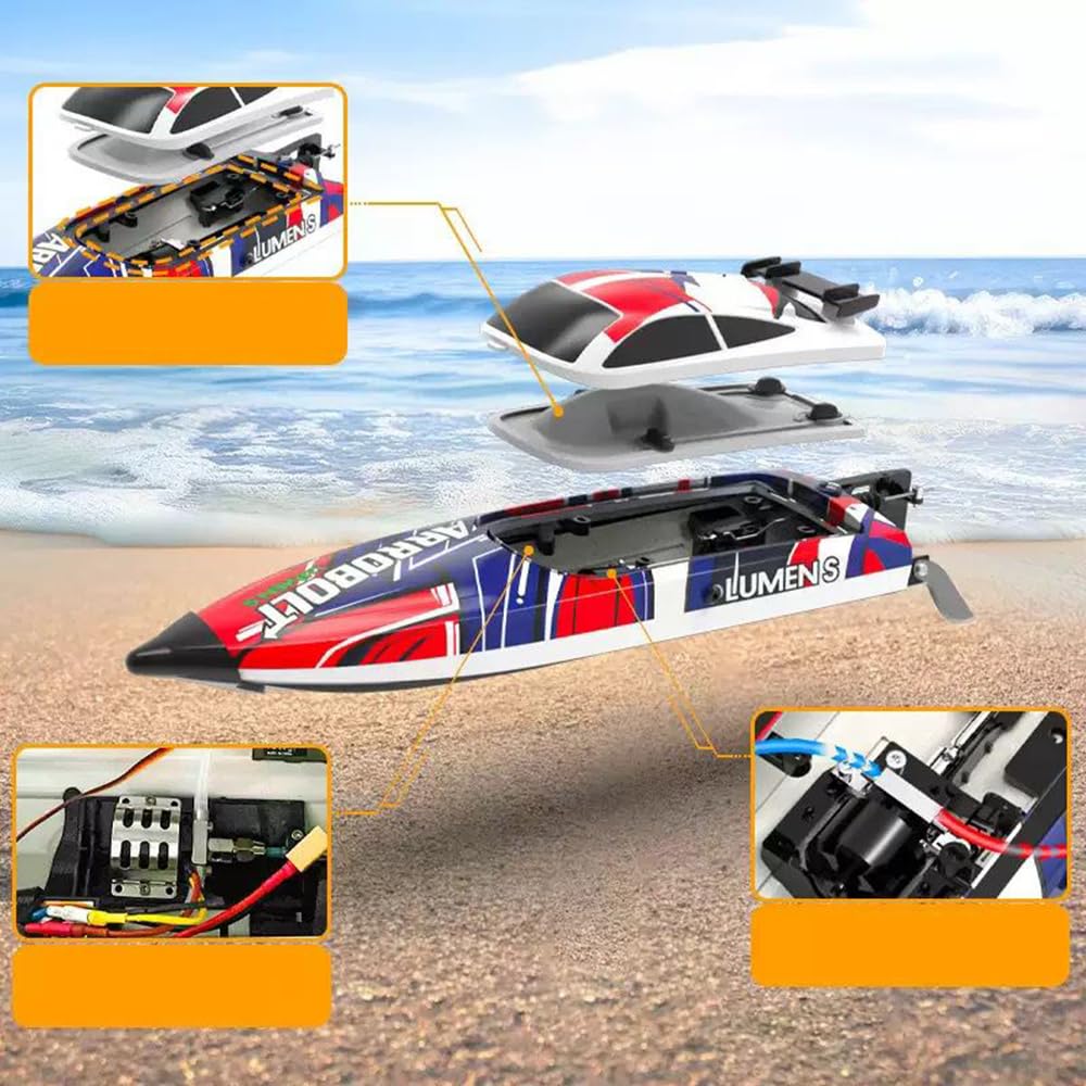 Motoscafo con telecomando ad alta velocità, 45 km/h, acceleratore proporzionale, 2,4 G, motore brushless, telecomando Yacht, scafo da 45 cm, adatto per gli appassionati di adulti (verde o rosso