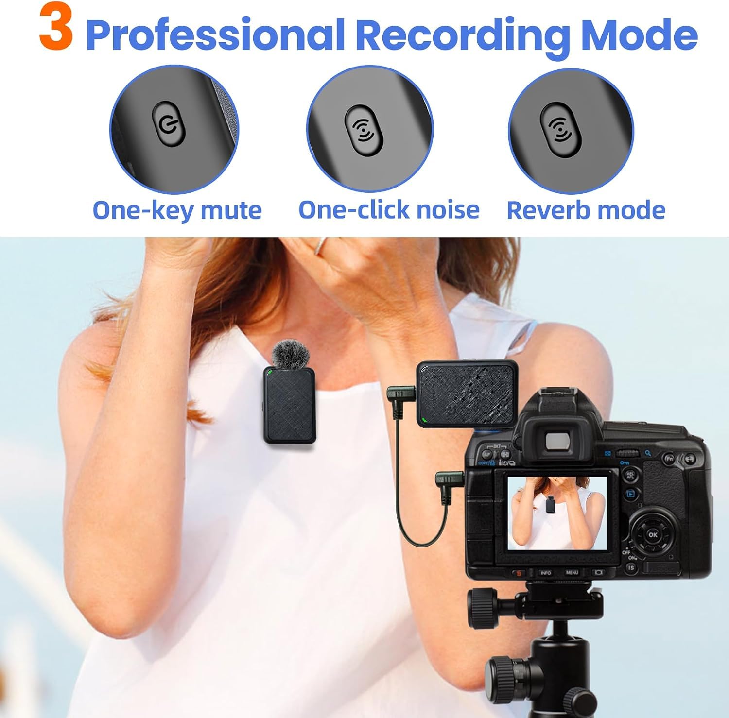 Microfono Inalambrico Solapa, Mini Microfono 2.4GHz 2Pcs | Compatible con iPhone Movil Cámara, para Videocámara Youtube Facebook Twitter TIKTok, Cancelación de Ruido AI