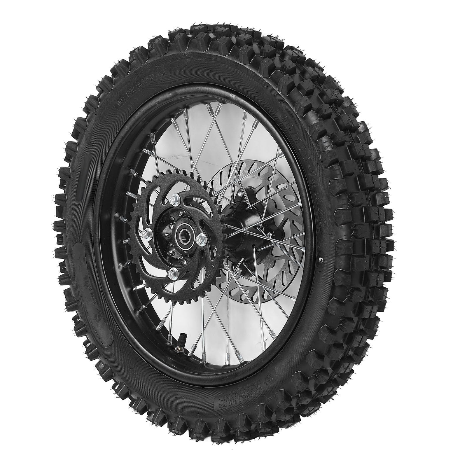 Yctze Conjunto de Neumáticos de Llanta de Rueda Trasera 14 Pulgadas 90/100-14 Eje 12 Mm con Rotor de Freno 190 Mm y Sprocket 420 41T para Tao Kayo TSD 110 TD 125 Apollo SSR