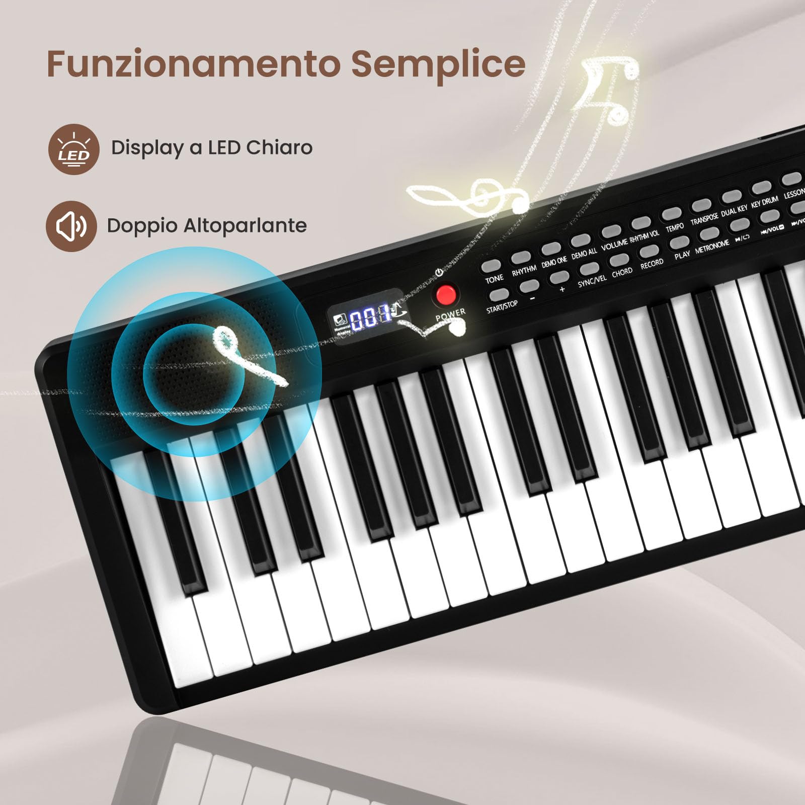 COSTWAY Pianoforte Elettronico Pieghevole 88 Tasti, Piano Digitale con MIDI, 1000 Ritmi, 1000 Timbri, 150 Canzoni Demo, Registrazione, Borsa da Trasporto, Nero