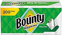 Bounty Paper Napkins, 200 Count White - Thicker, More Absorbent for Messy Family Meals & Spills