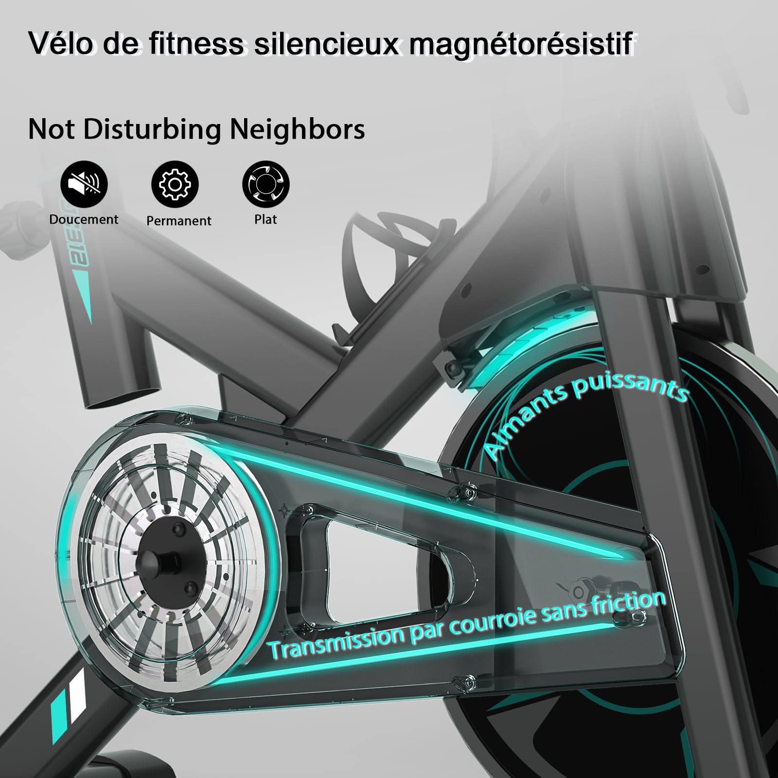 Wenoker Vélo d'Appartement Spinning, Résistance Magnétique Ajustable, Vélo d'Exercice à Siège Confortable et Écran, Entrainement Cardio Home Trainer, capacité de charge de 160 kg