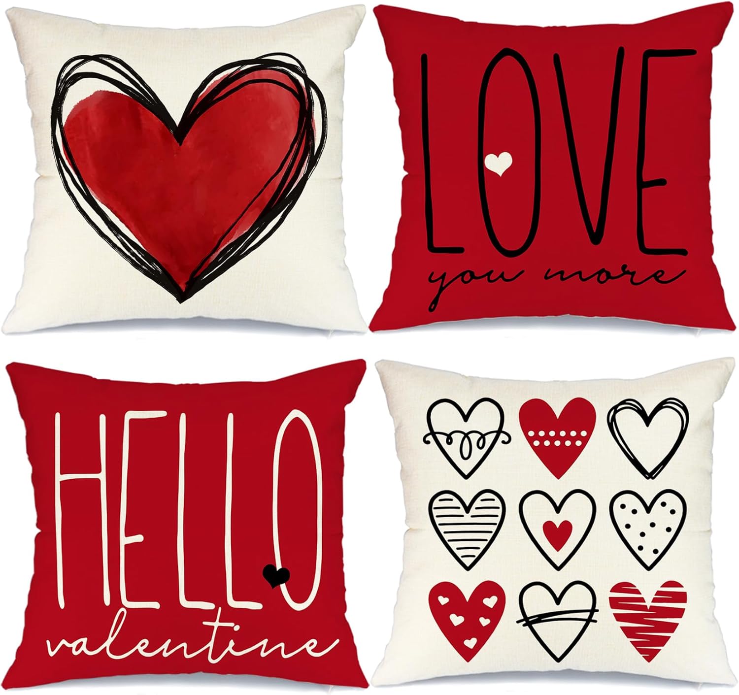 GEEORY Valentines Day Pillow Covers 16 x 16 Inch Set of 4