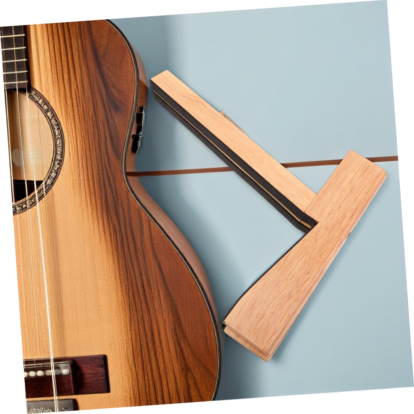 Stojak Na Gitarę Składany Drewniany Podtrzymujący Gitarę Uchwyt Na Instrument Muzyczny Półka Drewniany Khaki