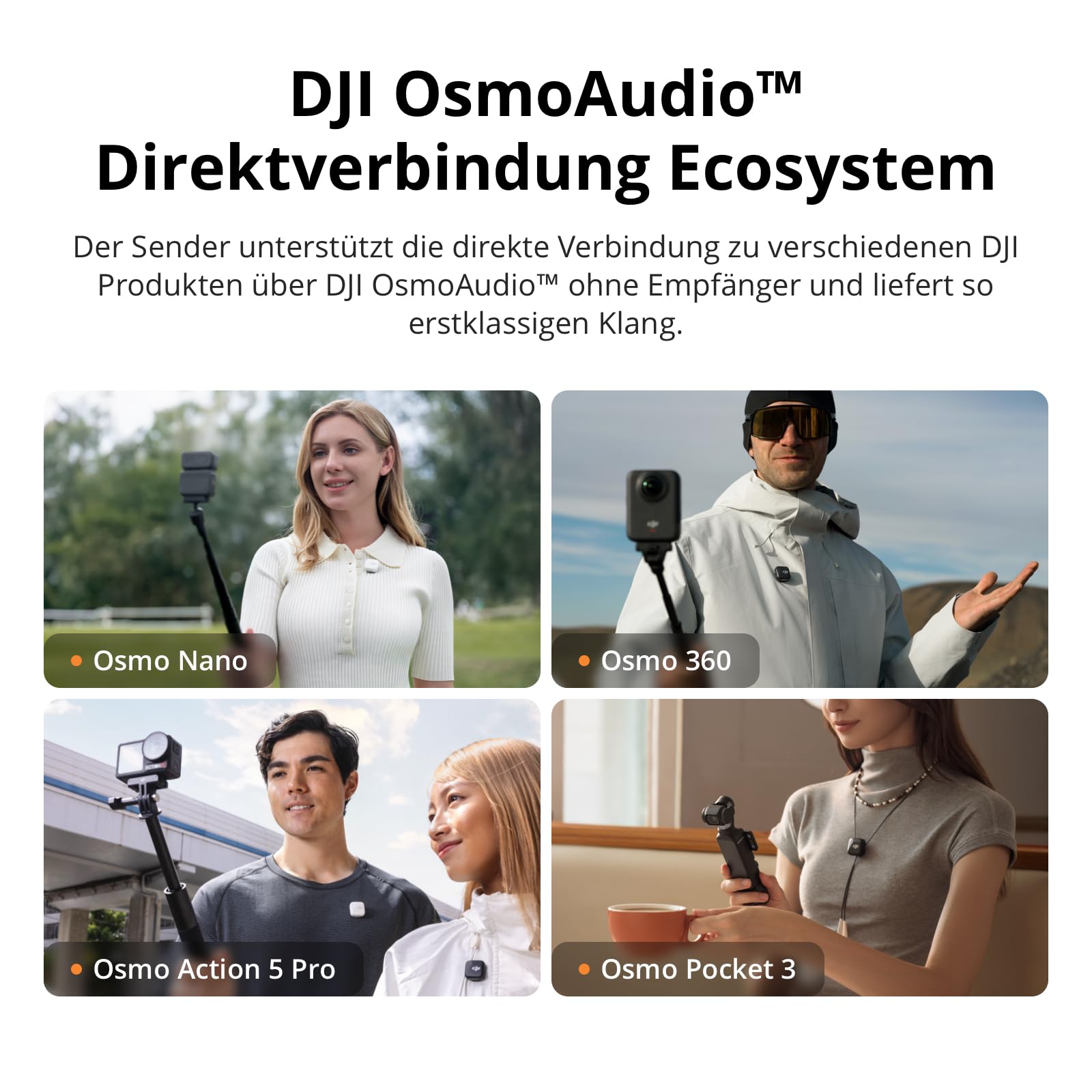 DJI Mic Mini Sender Mikrofon (Infinity Schwarz), Ultraleicht, OsmoAudio, Geräuschunterdrückung, Wireless Mikrofon für Handy/Kamera, iPhone, Android, Vlog, YouTube