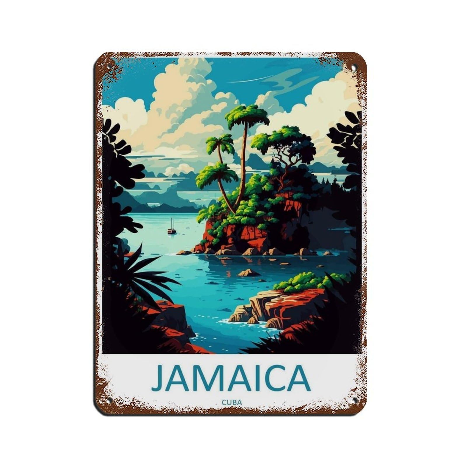 Jamaica Travel Art Caribbean Travel (48) Tin Sign Vintage Metal Pub Club Cafe Bar Home Wall Art Decoration Poster Retro 12x16inch(30x40cm)