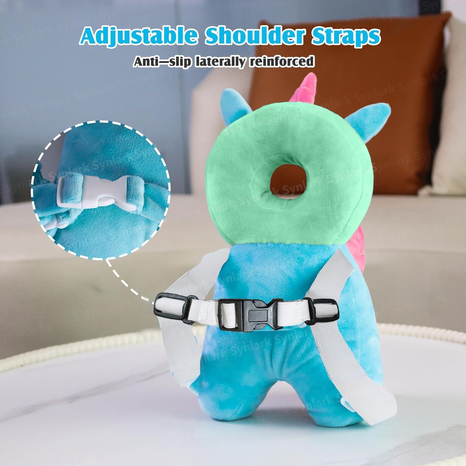 HUG PUPPY Baby Head Protector Cushion Plush Soft Toy-Full Protection Helmet Baby Head Protector Child Adjustable Shoulder Strap Mustard Seed Head Shaping Pillow Set of 3 (Multi) - Image 2 thumbnail