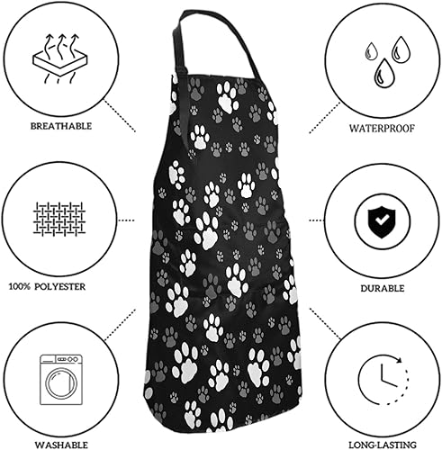 Miniatura 6 de Divertido delantal de animales con 2 bolsillos impermeable para hombres y mujeres, decoración de jardín de cocina