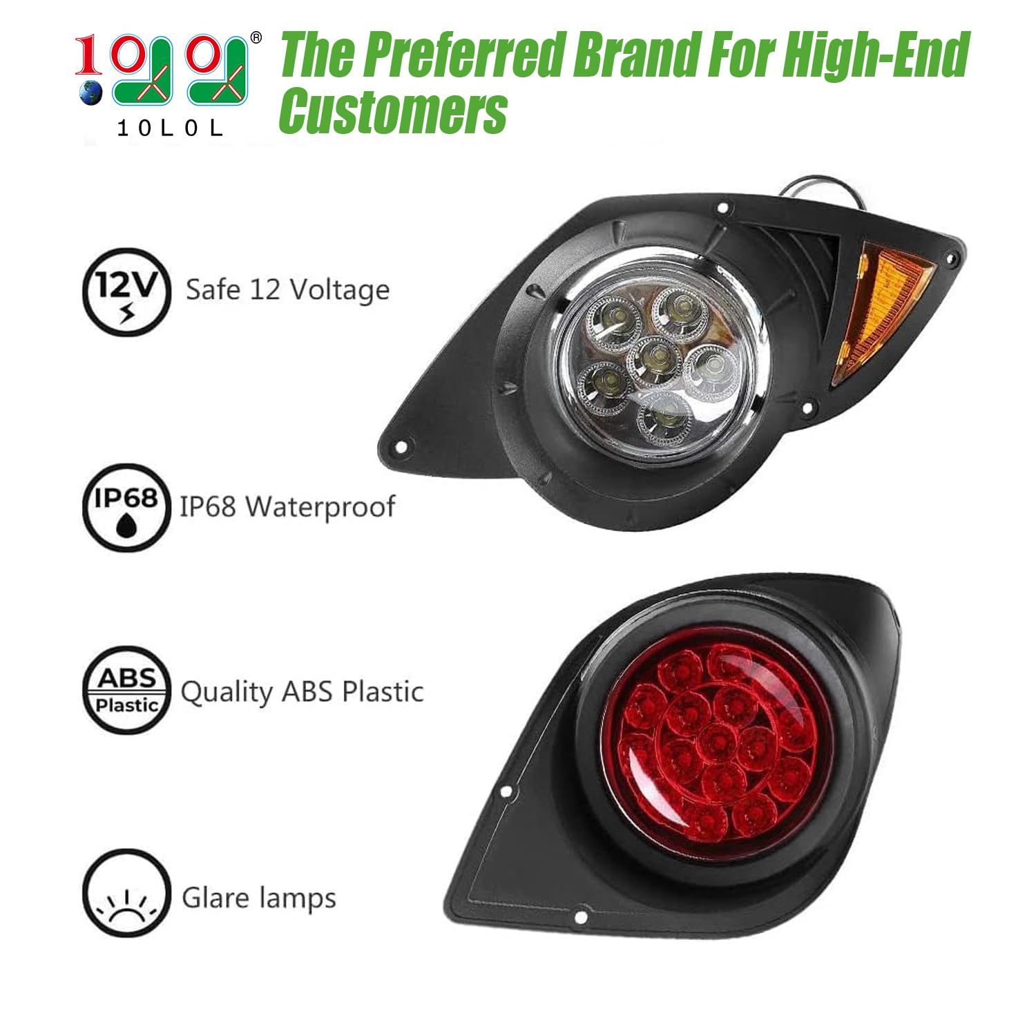 10L0L Golf Cart Light Kit for Yamaha G29 Drive 2007-up, Headlights Taillights Turn Signals Hazard Brake Lights Horn