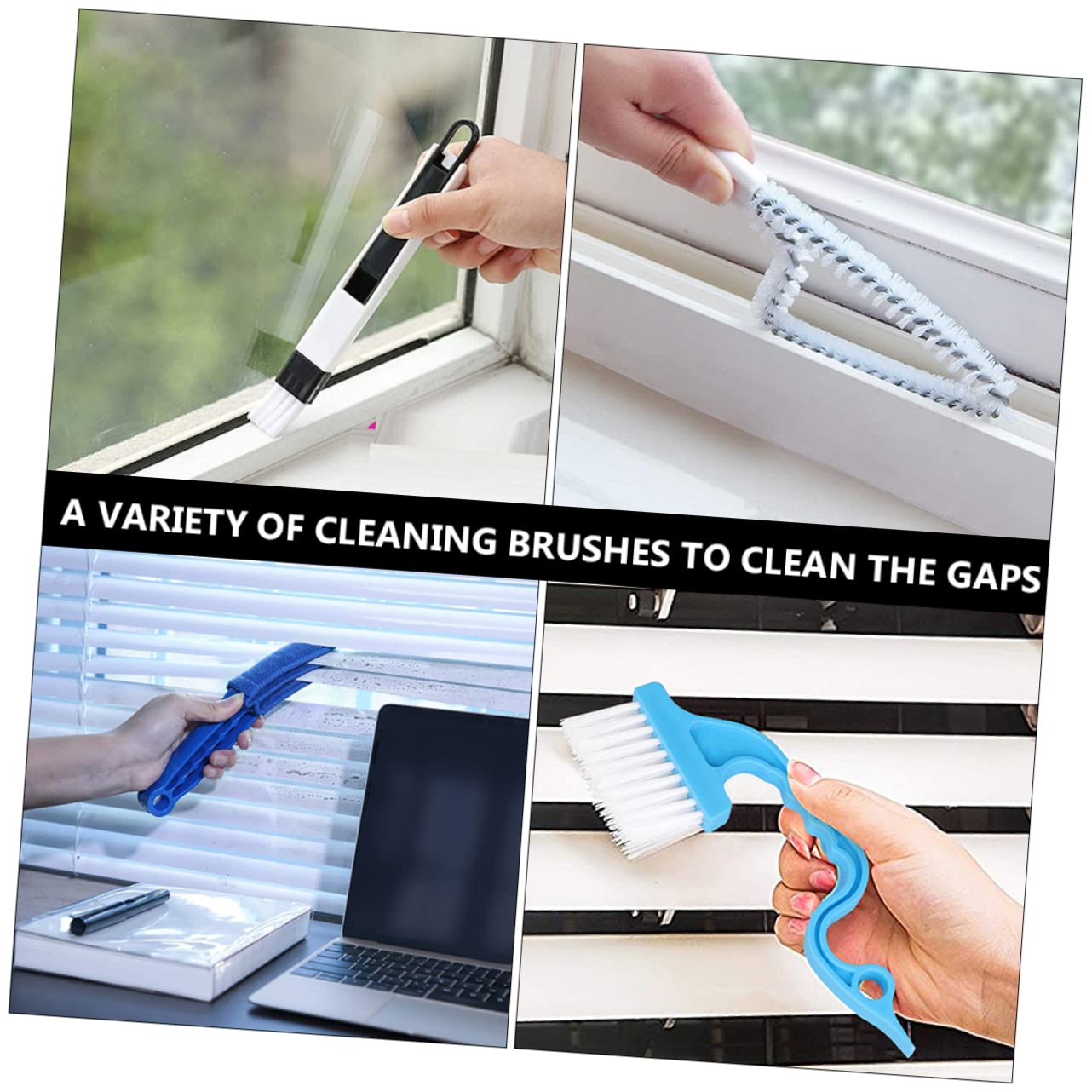 8piezas Cepillos De Limpieza para Persianas y Conductos De Aire Herramientas De Limpieza para Ventanas y Rieles De Puertas Kit para El Hogar y Oficina