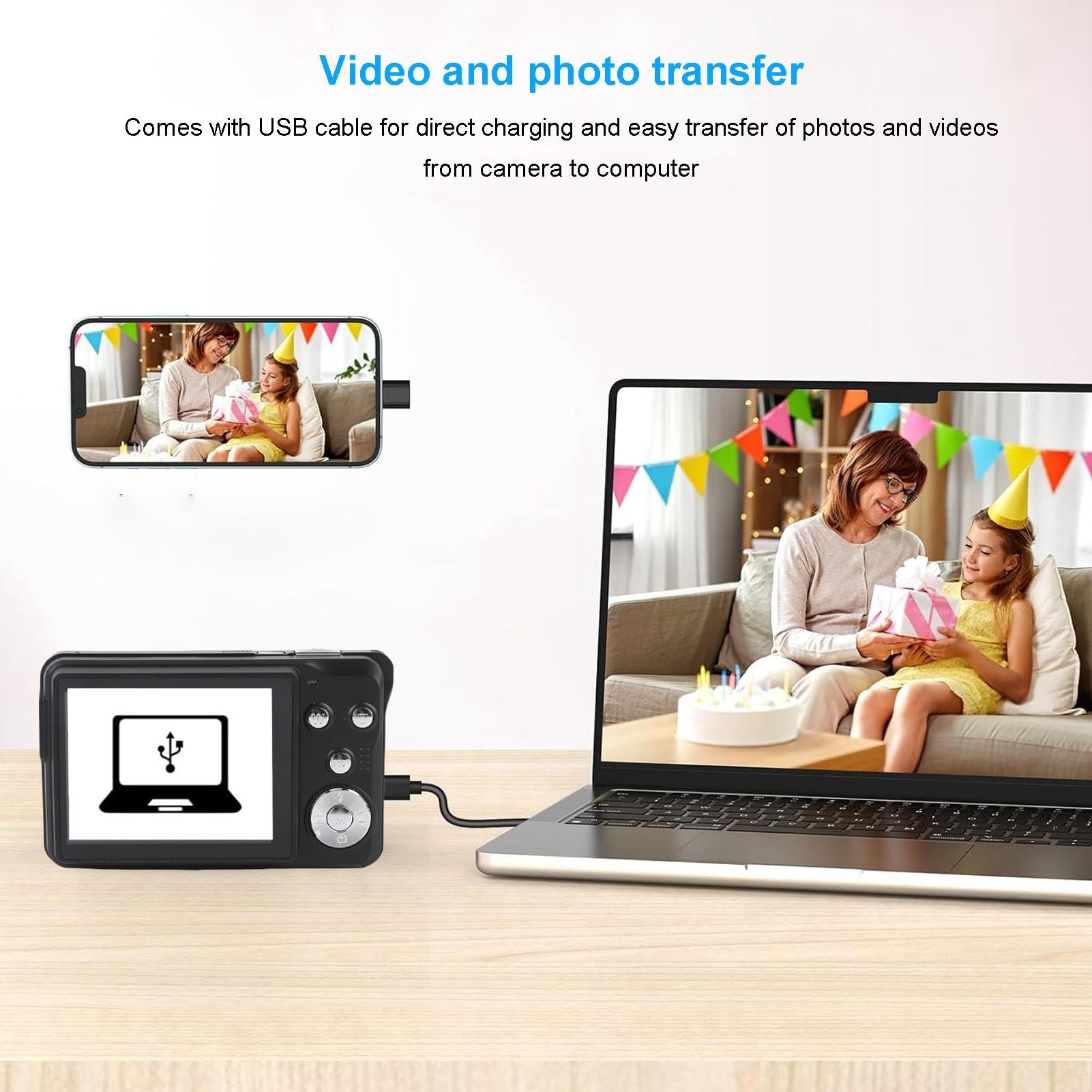 Bewinner Camera Digitale 4K per Fotografia, Fotocamera da Vlogging HD da 64 MP con Schermata da 2,8 ", Zoom Digitale 20x, Videocamere AutoFocus per Principianti (32GB)