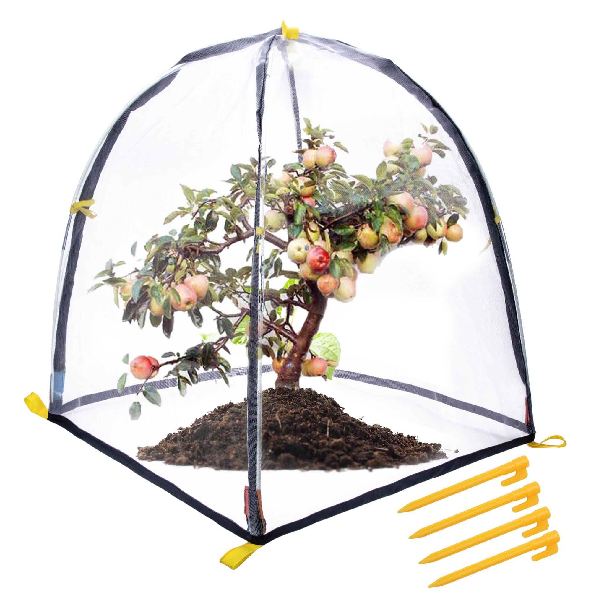 DECOHSDECOHS 28 x28 x 33 Inch Insect Barrier Plant Tent Cover-Pest Guard Cover-Insect Bird Barrier Netting Mesh with Stakes for Protect Plants Fruits Flower from Insect Bird Eating